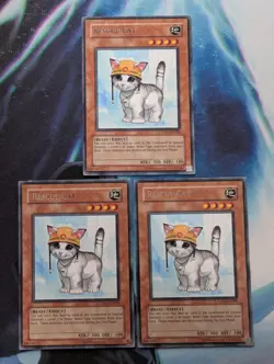 YuGiOh! Rescue Cat TU01-EN008 x3 PLAYSET Rare - Image 1