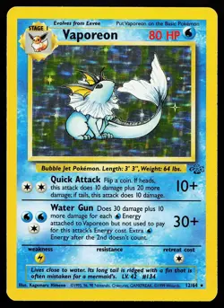 Vaporeon 12/64 Holo Rare Jungle Pokemon Card - Image 1