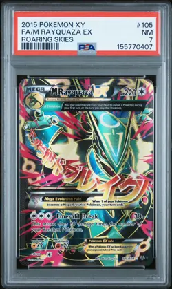 2015 POKEMON XY ROARING SKIES #105 FULL ART/M RAYQUAZA EX PSA 7 - Image 1