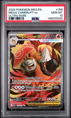 2025 POKEMON MEG EN-MEGA EVOLUTION ULTRA RARE #156 MEGA CAMERUPT EX PSA 10 - Image 1