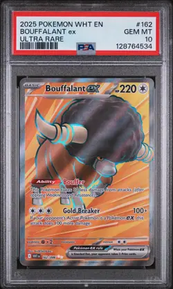 2025 POKEMON WHT EN-WHITE FLARE ULTRA RARE #162 BOUFFALANT EX PSA 10 - Image 1