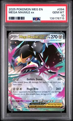 2025 POKEMON MEG EN-MEGA EVOLUTION #094 MEGA MAWILE EX PSA 10 - Image 1