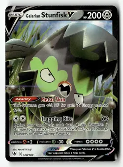 Galarian Stunfisk V 128/189 Holo V Rare Darkness Ablaze Pokemon Holo Near Mint - Image 1