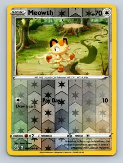 Meowth 199/264 Common Fusion Strike Pokemon Reverse Holo NM - Image 1