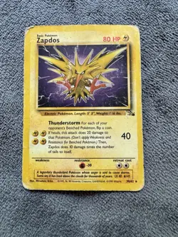 The Pokemon Company Zapdos 30/62 Fossil Rare English 1999 80HP Unlimited - Image 1