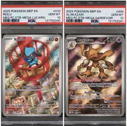 Mega Evolution Riolu 010 & Alkakazam 009 Pokemon Center PSA 10 Sequential Set - Image 1