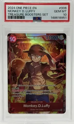 2024 One Piece EN Monkey D. Luffy ST10-006 SR Treasure Boosters Set PSA 10 - Image 1