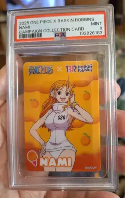 2025 ONE PIECE X BASKIN ROBBINS ONE PIECE CAMPAIGN COLLECTION CARDS NAMI PSA 9 - Image 1