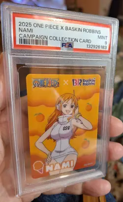 2025 ONE PIECE X BASKIN ROBBINS ONE PIECE CAMPAIGN COLLECTION CARDS NAMI PSA 9 - Image 2