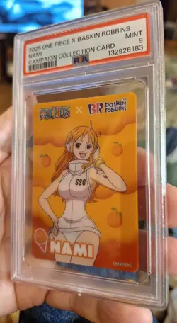 2025 ONE PIECE X BASKIN ROBBINS ONE PIECE CAMPAIGN COLLECTION CARDS NAMI PSA 9 - Image 3