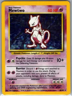 Mewtwo 10/102 Holo Base Set - Pokemon Card - LP - Image 1