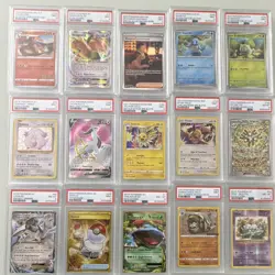 Graded Pokemon Card Lot 15 Cards PSA 9 PSA 8 Charizard Dragonite Giovanni Mew - Image 1