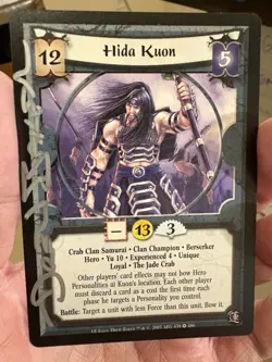 Signed! Autograph! Hida Kuon L5R Legend of the Five Rings CCG Card Rare Crab - Image 1