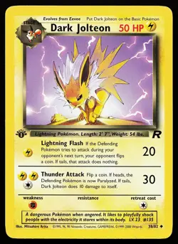 Dark Jolteon 38/82 1st Edition Uncommon Team Rocket Pokemon Card - Image 1
