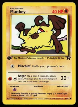 Mankey 61/82 1st Edition Common Team Rocket Pokemon Card - Image 1