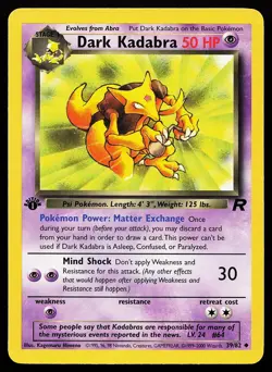 Dark Kadabra 39/82 1st Edition Uncommon Team Rocket Pokemon Card - Image 1