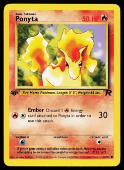Ponyta 64/82 1st Edition Common Team Rocket Pokemon Card - Image 1