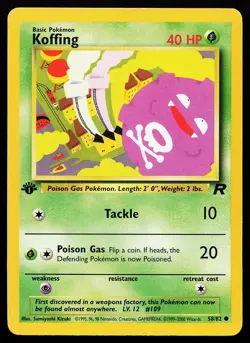 Koffing 58/82 1st Edition Common Team Rocket Pokemon Card - Image 1