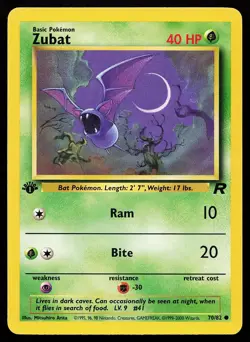 Zubat 70/82 1st Edition Common Team Rocket Pokemon Card - Image 1