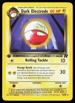 Dark Electrode 34/82 1st Edition Uncommon Team Rocket Pokemon Card - Image 1