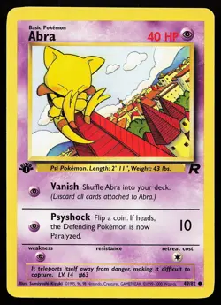 Abra 49/82 1st Edition Common Team Rocket Pokemon Card - Image 1