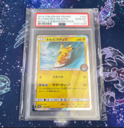 PSA 10 Playing in the Sea Pikachu 392/SM-P Japanese Promo Pokemon Card DDP - Image 1