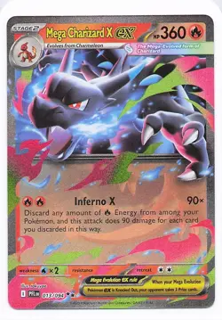 Mega Charizard X ex 013/094 ME02: Phantasmal Flames Dbl Rare - Pokemon TCG - NM - Image 1