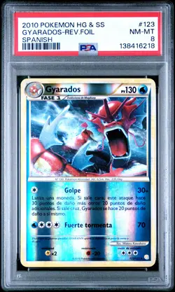 2010 POKEMON HEARTGOLD & SOULSILVER SPANISH #123 GYARADOS-REVERSE FOIL PSA 8 - Image 1