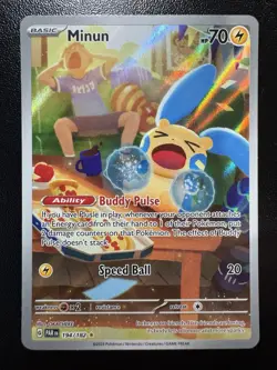 POKEMON TCG Scarlet & Violet Paradox Rift Minun #194/182 Illustration Rare - Image 1