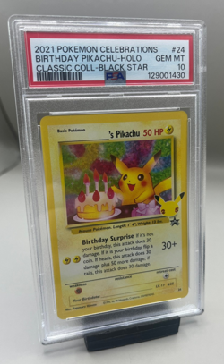 PSA 10 Birthday Pikachu Holo #24 Celebrations Classic Pokemon 2021 Black Star - Image 1