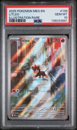 PSA 10 GEM Mint Litleo 139/132 Illustration Rare - Pokemon ME01 MEG - Image 1