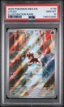 PSA 10 GEM Mint Litleo 139/132 Illustration Rare - Pokemon ME01 MEG - Image 1