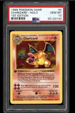 1999 Pokemon Game Charizard Holo 4/102 First Edition PSA 10 Mint - Image 1