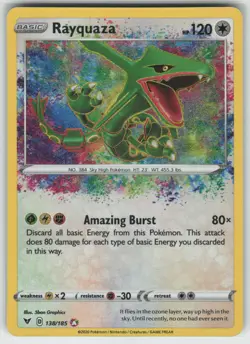 Pokemon Rayquaza Amazing Rare SWSH04: Vivid Voltage 138/185 NM - Image 1