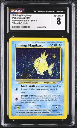 Shining Magikarp 2001 Pokemon Neo Revelation *Swirl* Double Holo Error CGC 8 #66 - Image 1