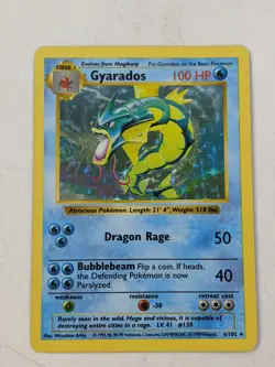 Pokemon TCG Cards Gyarados 6/102 Base Set Holo Rare - Image 1