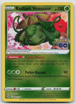Pokemon Radiant Venusaur 004/078 Pokemon GO Radiant Rare Holo NM - Image 1