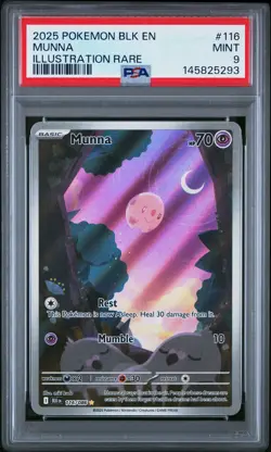 2025 POKEMON BLK EN-BLACK BOLT ILLUSTRATION RARE #116 MUNNA PSA 9 - Image 1