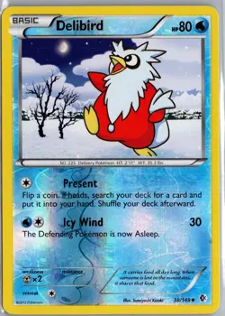 Delibird 38/149 Uncommon Boundaries Crossed Pokemon Reverse Holo Lightly Played - Image 1