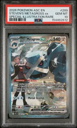 2026 POKEMON ASC EN STEVEN'S METAGROSS EX SPECIAL ILLUSTRATION RARE 289 PSA 10 - Image 1