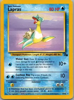 Lapras 25/62 Rare Fossil Pokemon Unlimited Near Mint - Image 1