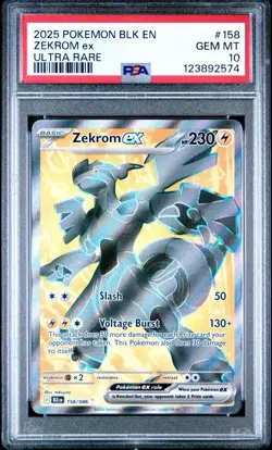 2025 POKEMON BLK EN-BLACK BOLT ULTRA RARE #158 ZEKROM EX PSA 10 - Image 1