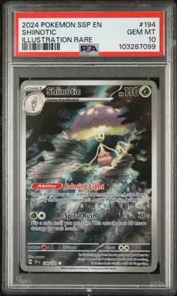 2024 POKEMON SSP EN-SURGING SPARKS ILLUSTRATION RARE #194 SHIINOTIC PSA 10 - Image 1