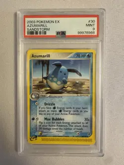 2003 Pokemon Azumarill Non Holo E Reader EX Sandstorm 30/100 PSA 9 Mint Nintendo - Image 1