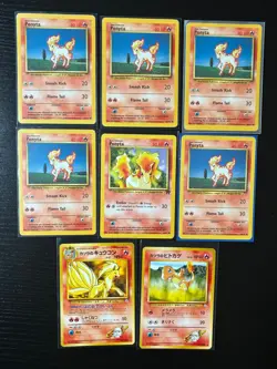 Vintage Ponyta and Fire Type WOTC Lot (8 Cards) - MP-LP - Image 1
