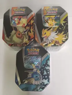 Pokemon TCG Eevee Evolutions Tins Set of 3 - Flareon, Jolteon & Vaporeon - New - Image 1