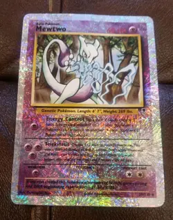 Pokemon Mewtwo #29/110 Reverse Holo Legendary Collection 2002- HEAVILY USED - HP - Image 2