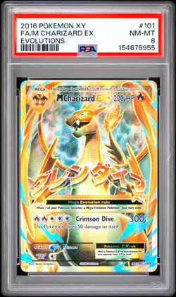 2016 POKEMON XY EVOLUTIONS #101 FULL ART/M CHARIZARD EX PSA 8 - Image 1