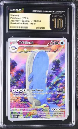 Pokemon Wailord 162/159 Illustration Rare Journey Together - CGC 10 PRISTINE - Image 1