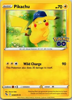 Pikachu (28) Holo C-1 Rare Pokemon GO 028/078 NM - Image 1